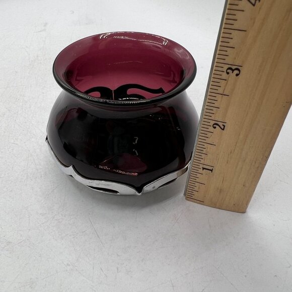 Krome-Kraft Farber Brothers Vintage Vase Amethyst Glass And Chrome Tulip  3” - Picture 8 of 11